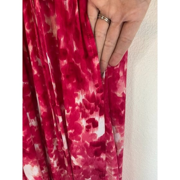 Calvin‎ Klein women's pink white patterned maxi dress stretch high neck - Picture 5 of 8